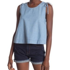 Madewell Crop Swing Tank, Chambray, XS